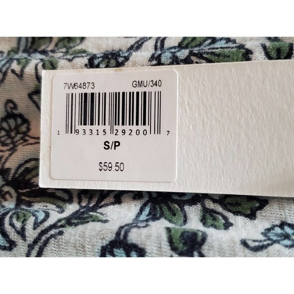 Lucky Brand White Floral Tassel Ties Round Neck Short Sleeve Top Blouse S/P - Picture 8 of 13